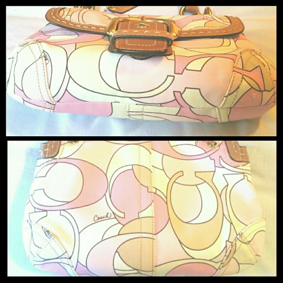 Coach pink, white & tan handbag - Picture 4 of 4