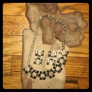 Vintage metal chain and earring set