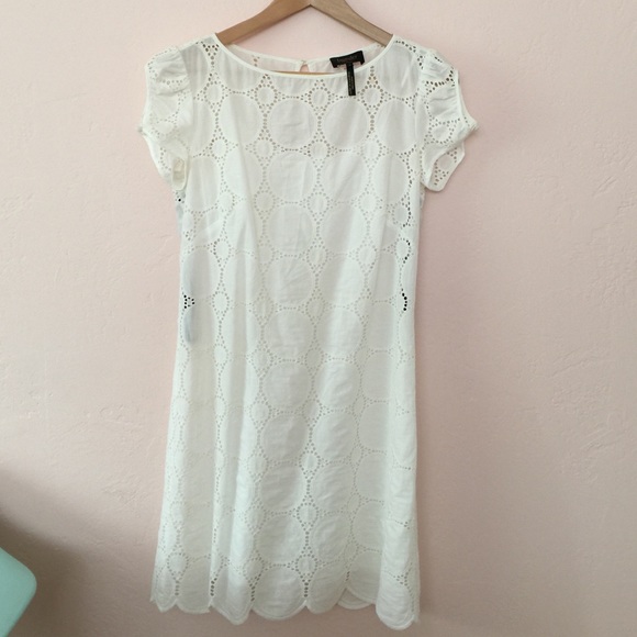 Laundry white eyelet + scallop dress