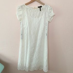 Laundry white eyelet + scallop dress