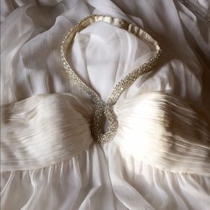 White halter chiffon dress