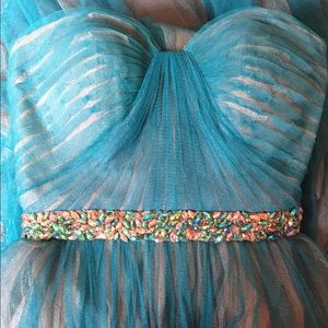 Beautiful teal & gold prom dress