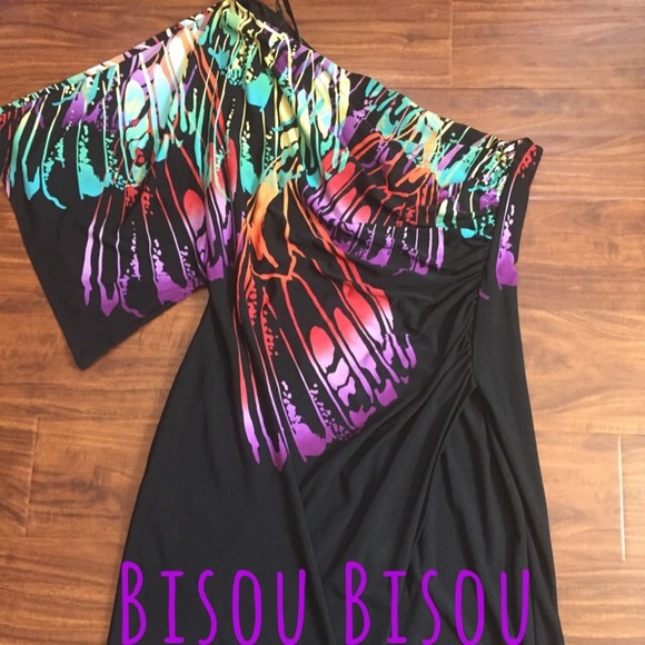 Bisou Bisou one shoulder print dress