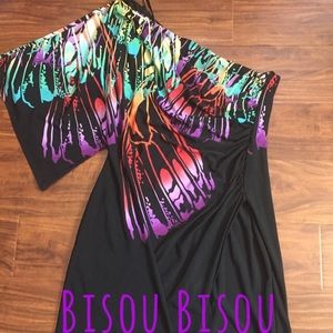 Bisou Bisou one shoulder print dress