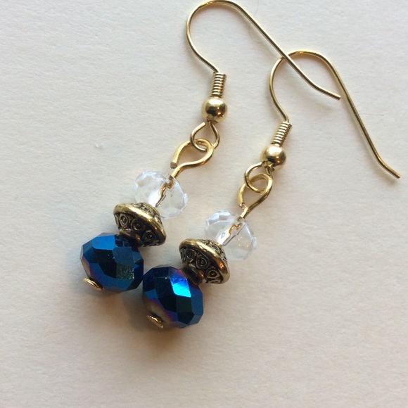 BOGO SALE 🎉 Blue & Gold Earrings - Picture 2 of 2