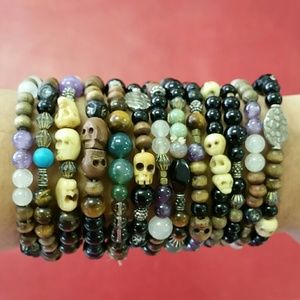 Skull Gem and Stone Bracelets