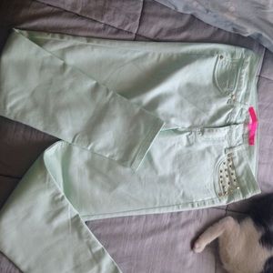 Mint studded pants jeans