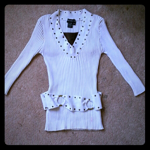 Brown and white top