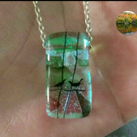 Handmade layered glass pendant