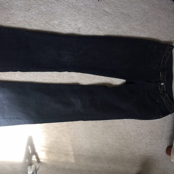 Grey/black corduroy jeans with bronze studs