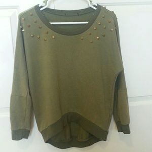 Olive green studded sweater