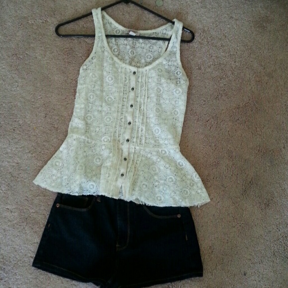 Cream lace tank