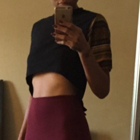 High-Low crop top w/ Kente cloth sleeves