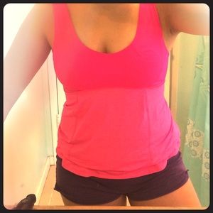 LULU LEMON hot pink work out top. Size 8.