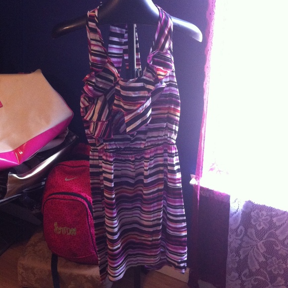 Pink striped, ruffled sundress - Picture 3 of 4