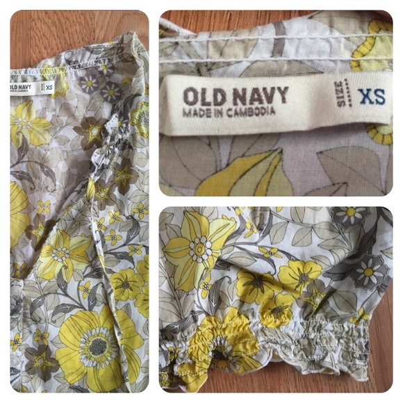 🚫Sold🚫Old Navy cotton tank sz XS. Yellow flowers - Picture 2 of 4