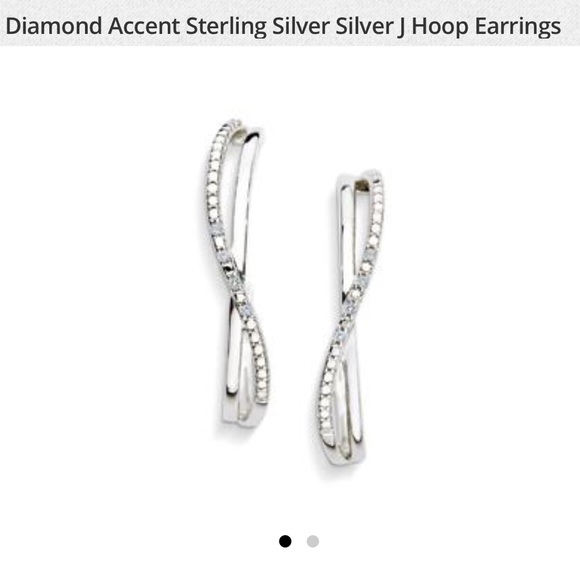 NEW diamond & sterling hoop earrings