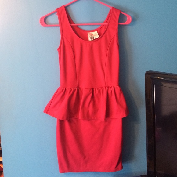 Hot pink peplum dress