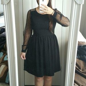 Black crochet lace babydoll dress
