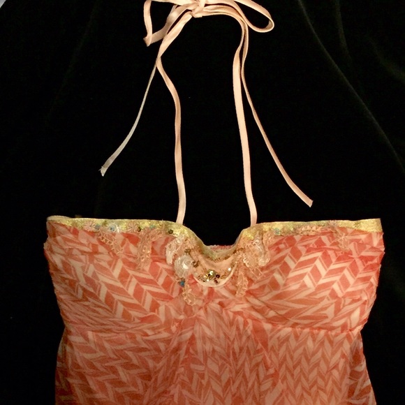 NU Silk Halter Top With Beaded Detail - Picture 2 of 4