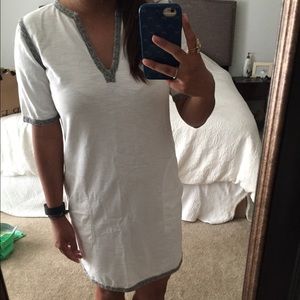 🌟 J.Crew White Dress with Gray Trim