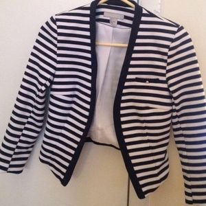 White and navy striped blazer