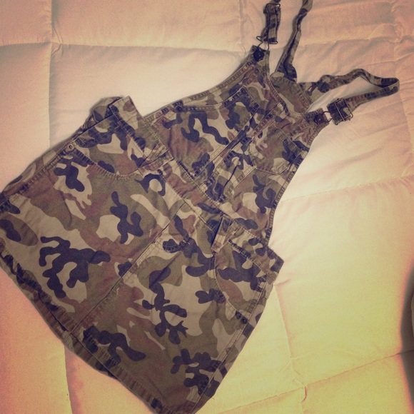 Camo skirt overalls