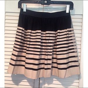 Tool and faux leather striped skirt