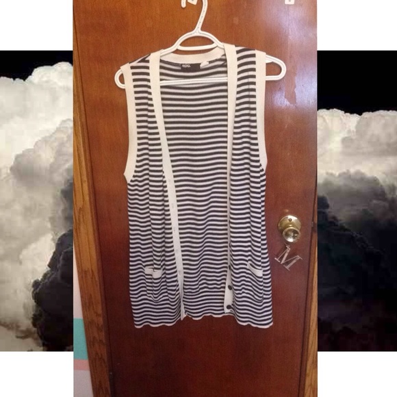 BDG Navy and White Strip Cardigan