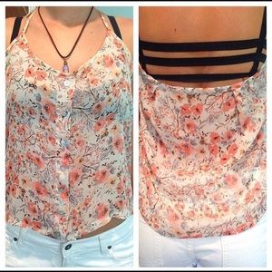 Pink and white floral Brandy Melville halter top