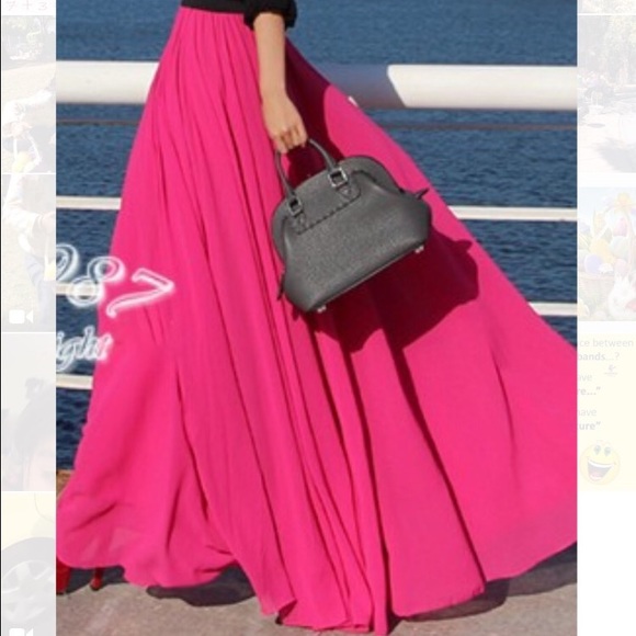 Fuchsia chiffon maxi skirt