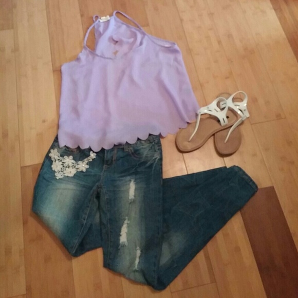 JCPenny Denim - Lace detail skinny jeans