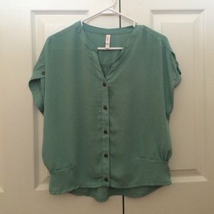 teal/green button down top from target
