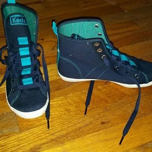BNWOT Navy & aqua high-tops
