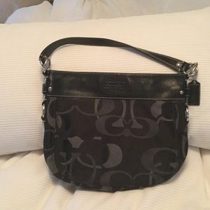 Coach black signature pattern purse, fabric