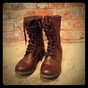 Brown combat boots