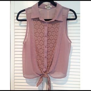Lavender sheer tank with lace detail