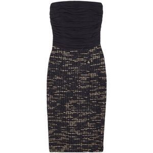 Alice + Olivia Blue Silk & Tweed Dress