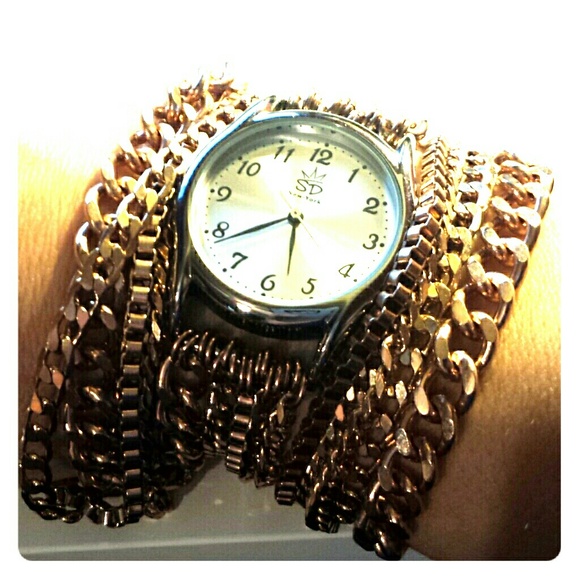 Copper wraparound chain watch