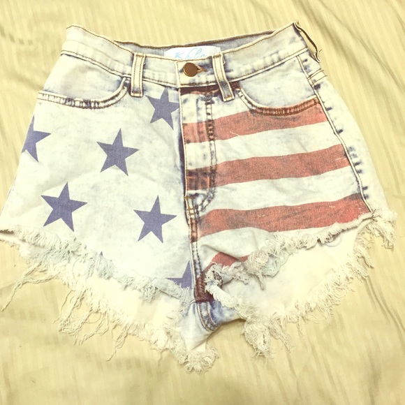 American flag high waisted shorts size small