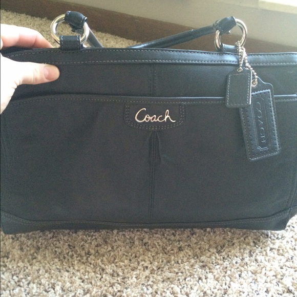 Coach black leather handbag