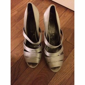 BCBGMaxAzria silver platform evening shoes