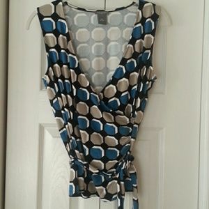 Ann Taylor sleeveless faux wrap top