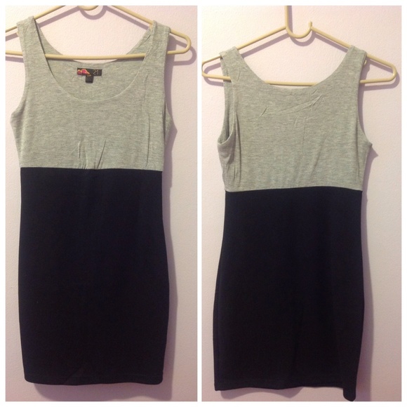 Sale! Basic Colorblock Dress - black/grey