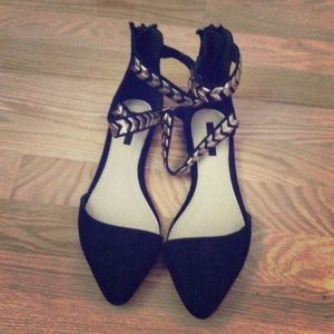Size 7 black flats with 2 straps
