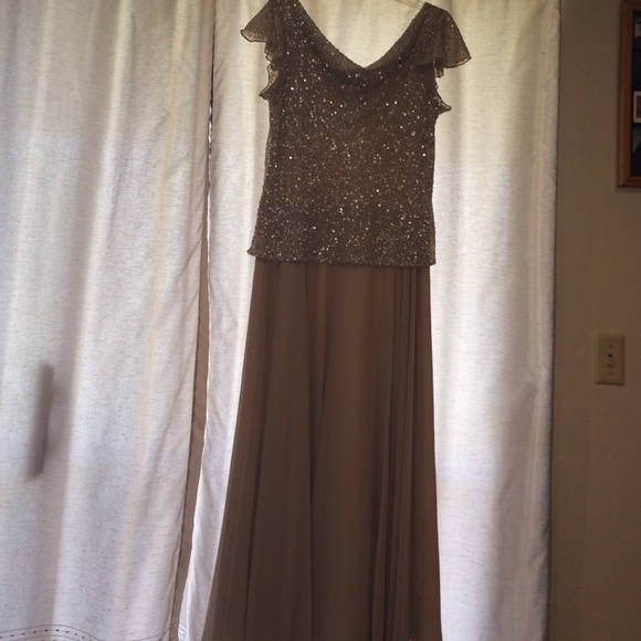 Jkara beige floor length dress