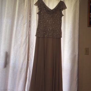 Jkara beige floor length dress