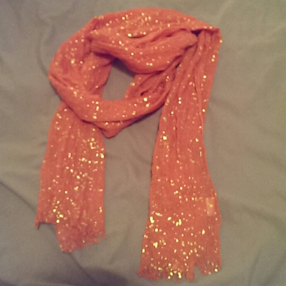 Coral and Gold Scarf