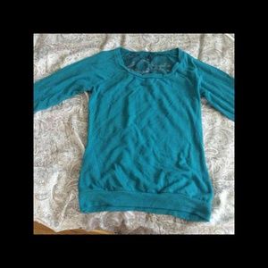 Long sleeve turquoise crochet back