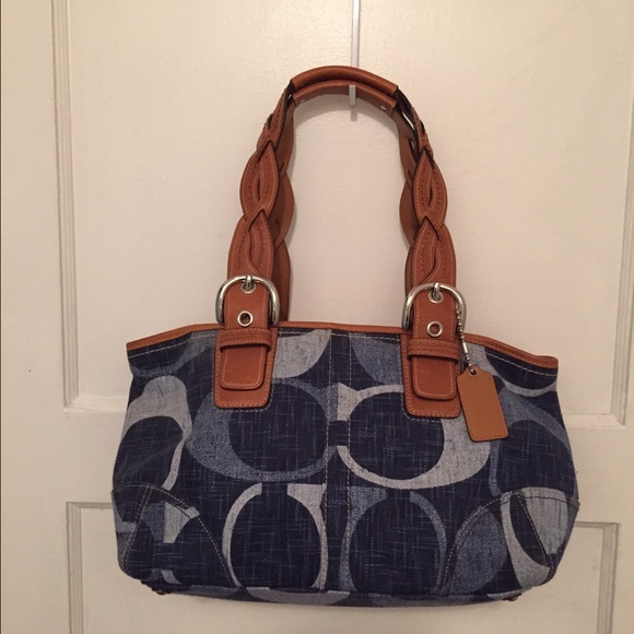 Coach Denim and leather handbag.